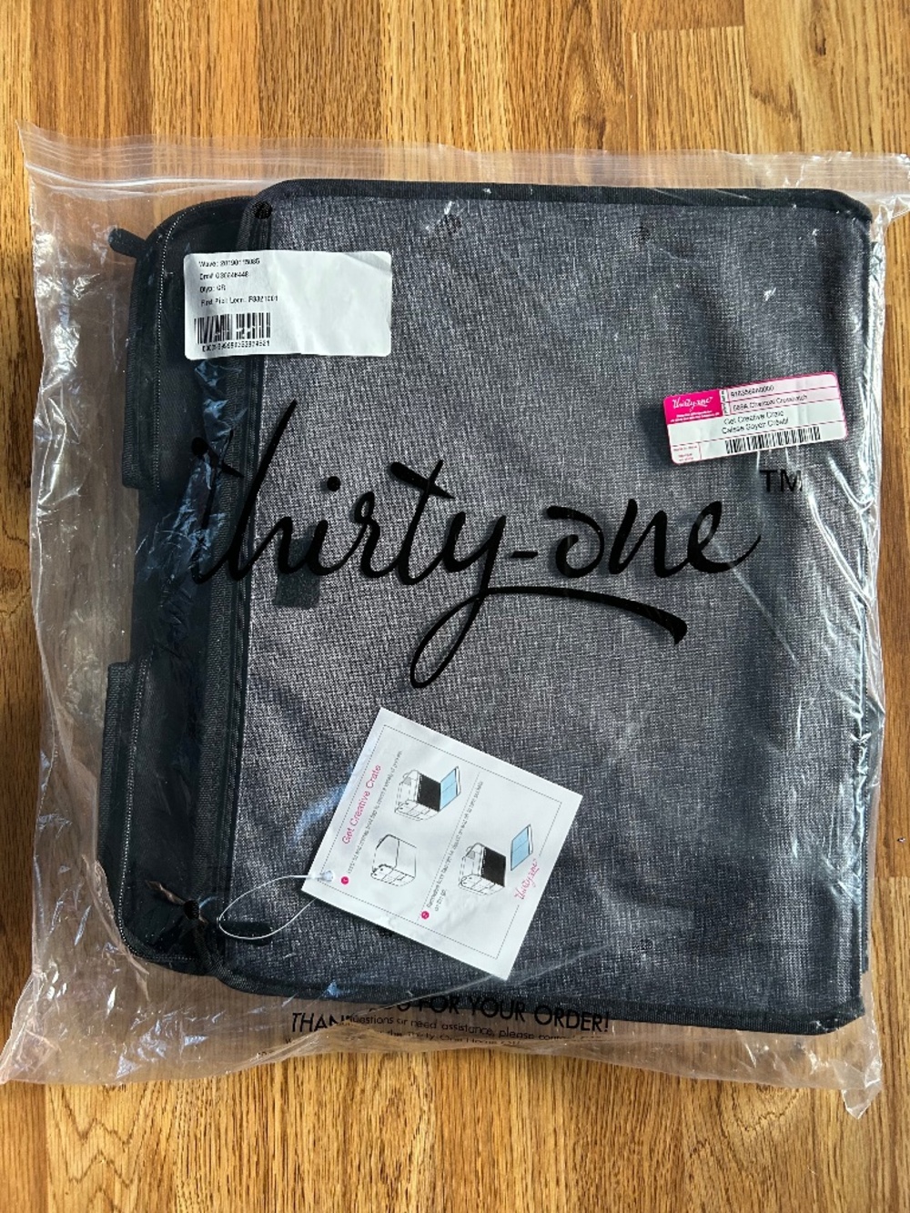 Thirty-One Get Creative Crate - Charcoal Crosshatch
